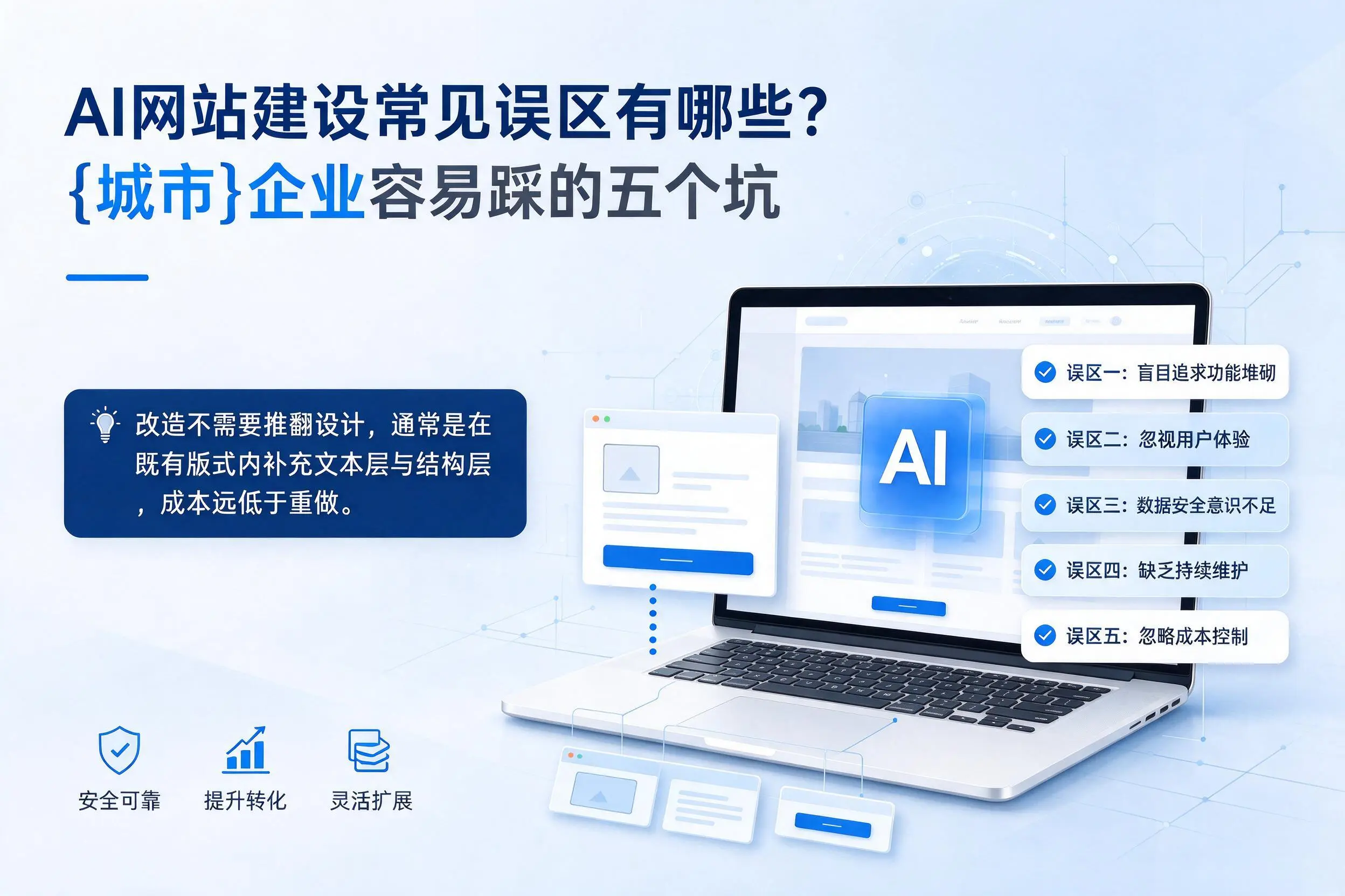 AI网站建设常见误区有哪些？南昌企业容易踩的五个坑