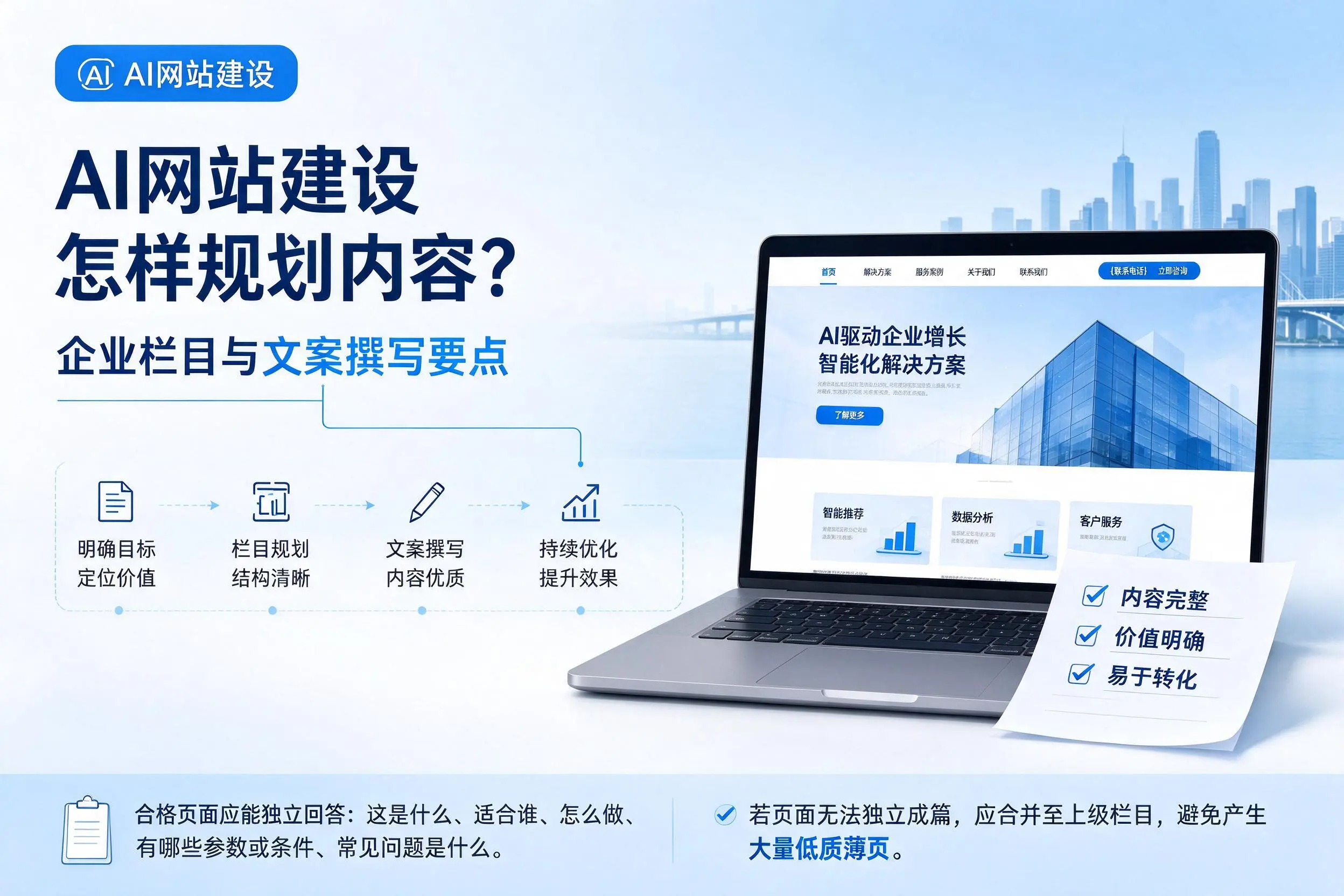 AI网站建设怎样规划内容?南昌企业栏目与文案撰写要点